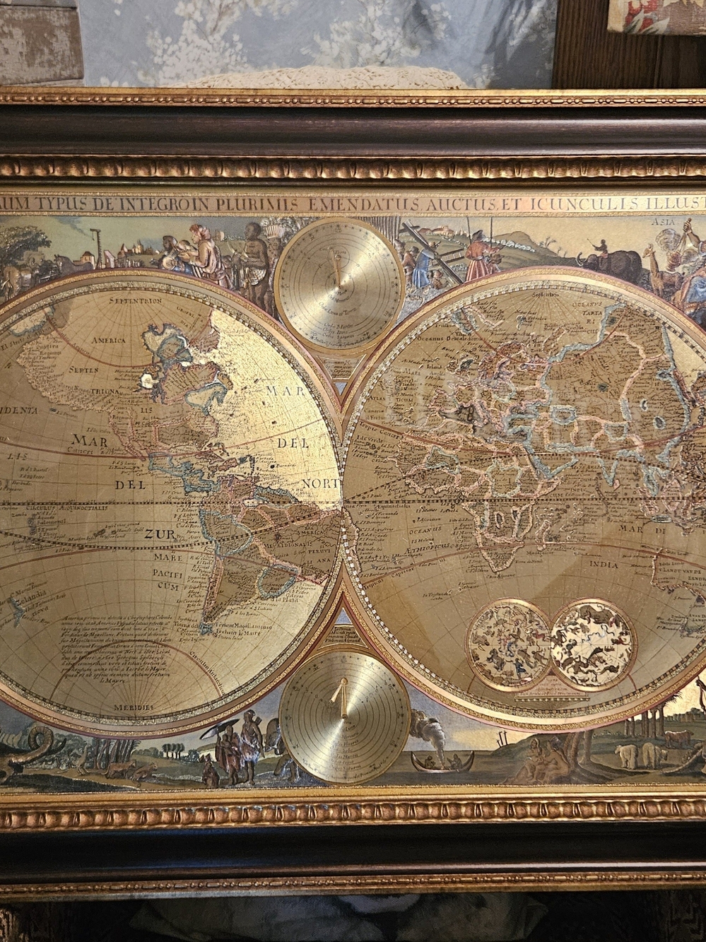 Gold Vintage World Map Wall Art - Unbranded